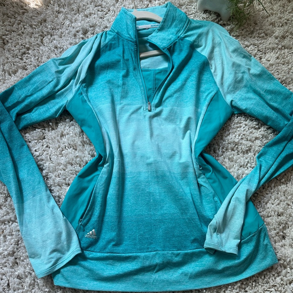 Super cute Adidas, medium long sleeve, baby blue golf sport shirt